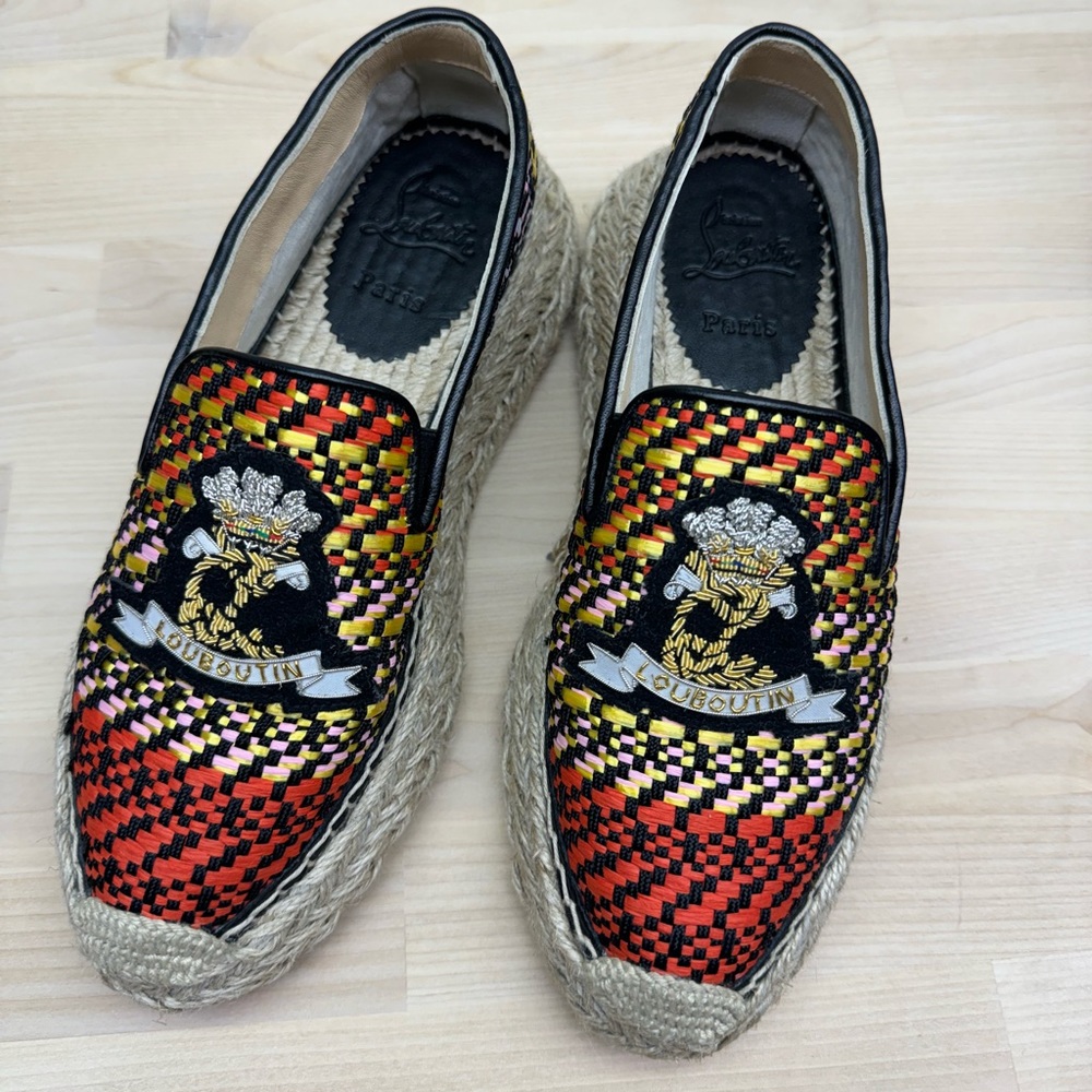 Christian Louboutin Espananou Cruise Raffia Espadrille Size 35